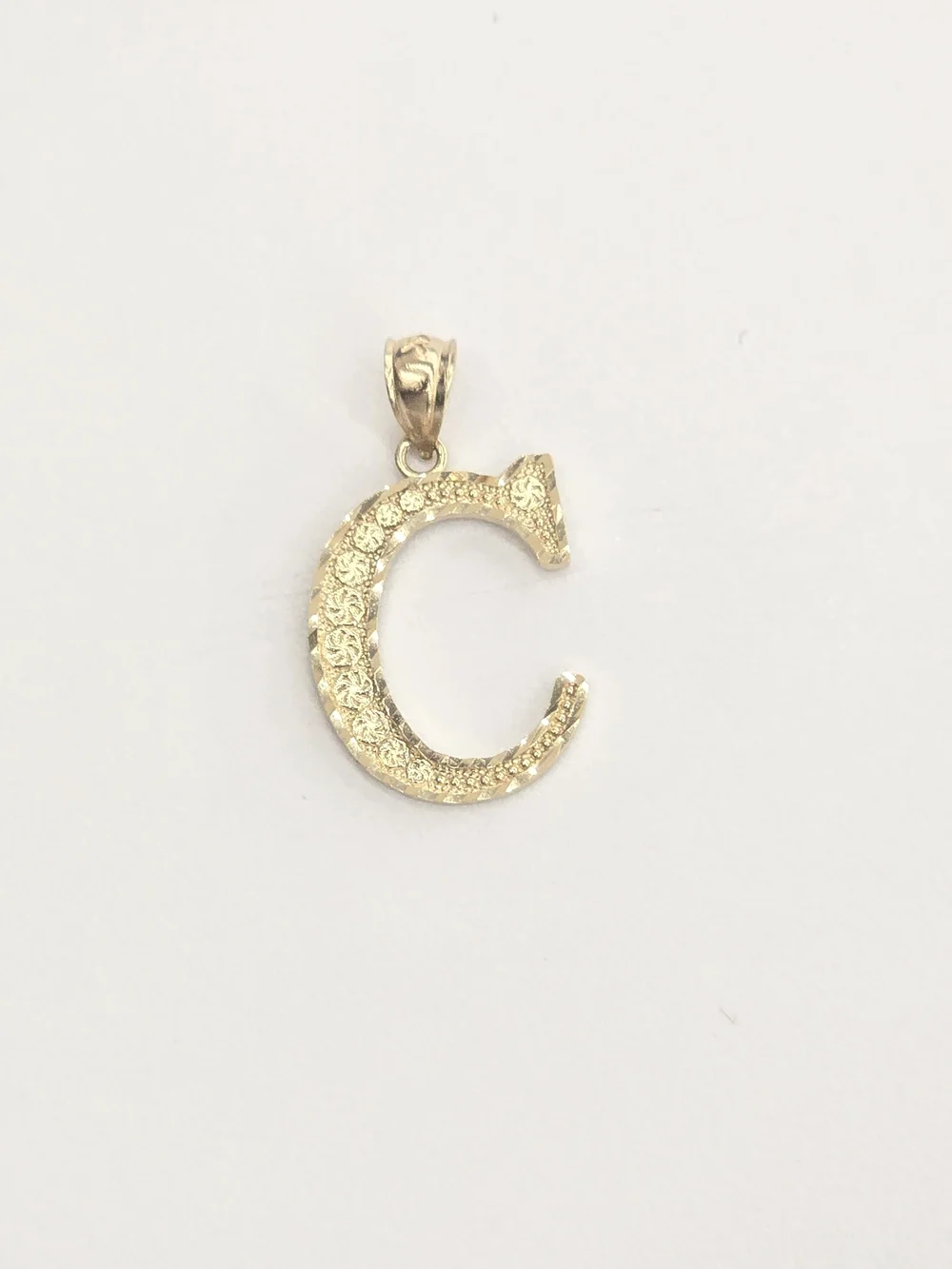 14k Real Gold Letter C Pendant Necklace Charm